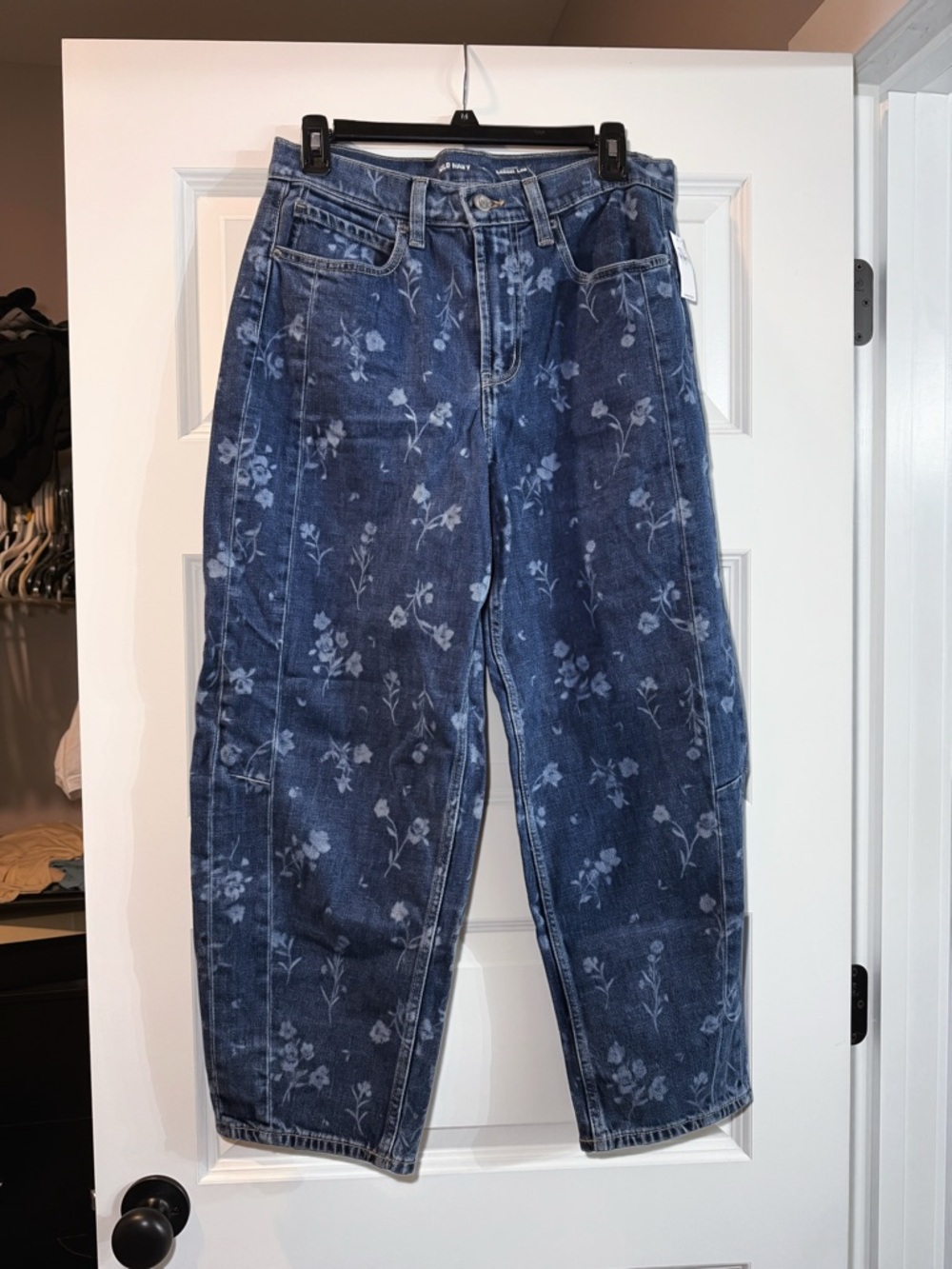 Old Navy Dark Blue Floral Boyfriend Jeans
